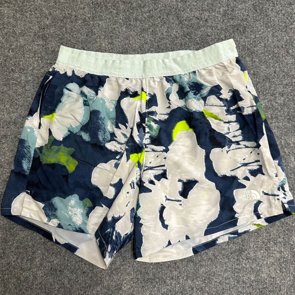 The North Face Shorts Womens Size M Blue Floral Athletic Hiking Outdoor Stretch